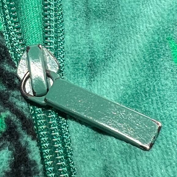 Y2K Velour Track Jacket Women's Medium Green Black Punk Skater Grunge Whimsigoth - Picture 8 of 10